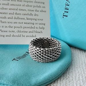 Authentic TIFFANY & Co. 925 Sterling Silver Somerset Mesh Chain 8 - 8.25 Ring